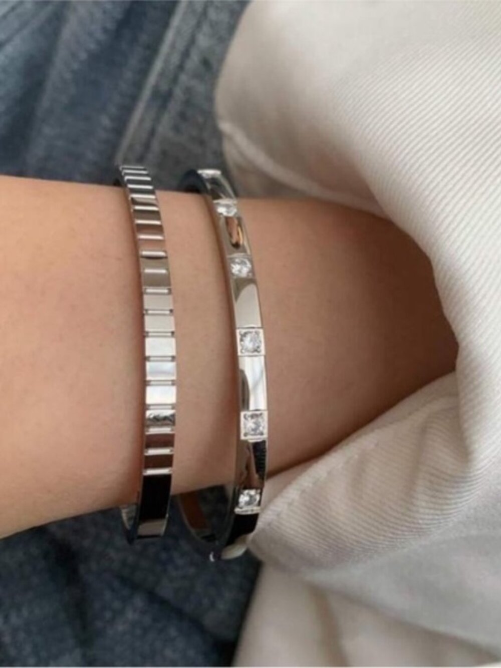 New! Silver Classic Bangle Stack Set Nwot - image 2